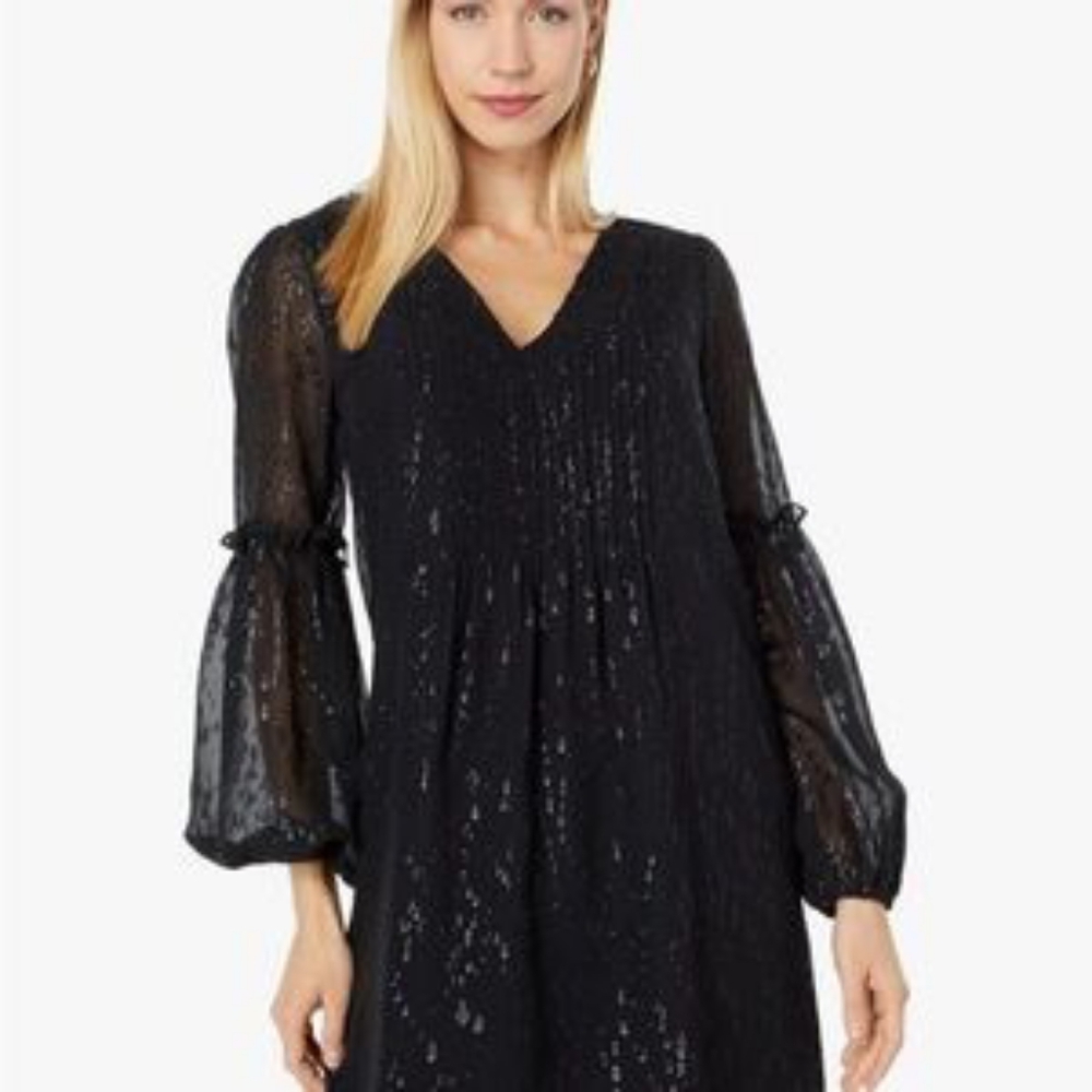 NWT Lilly Pulitzer $268 Cleme Silk Mini Dress in Onyx Fish Clip Chiffon